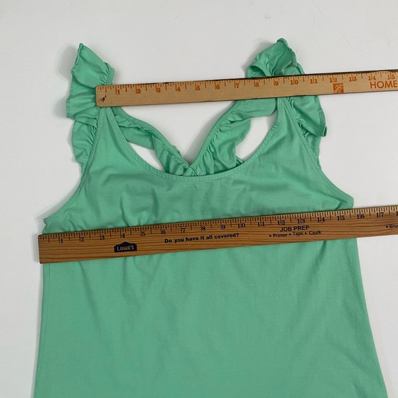 LILLY PULITZER SCULLY tank top Ruffle Green women’s size M 100% prima cotton - Picture 2 of 10